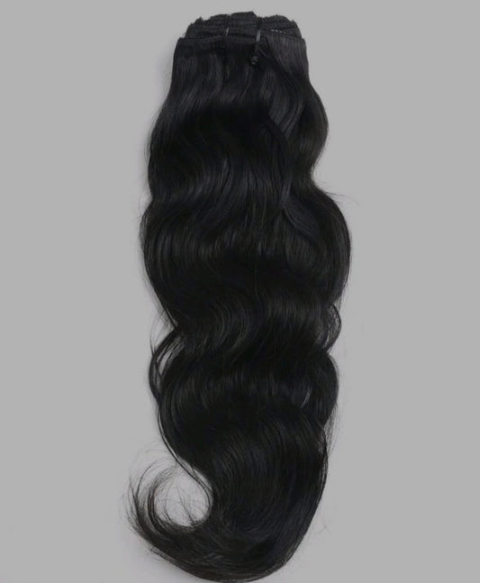10pcs Natural Wave Black Clip in Hair Extensions