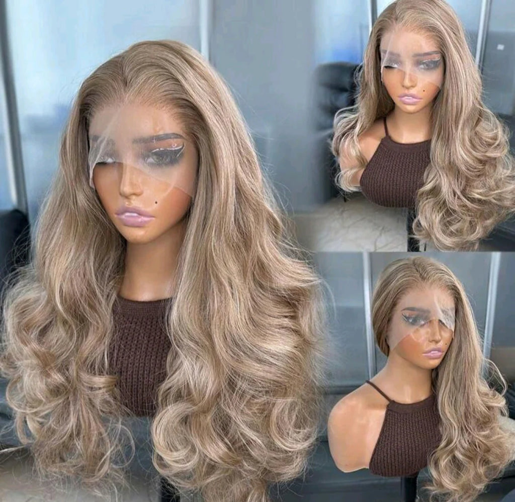 Blonde Highlight Brown Mixed Color Lace Front Wig