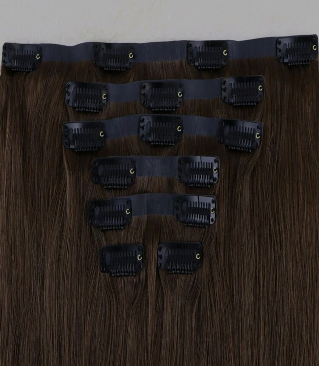 7pcs Dark Brown Clip in Hair Extensions